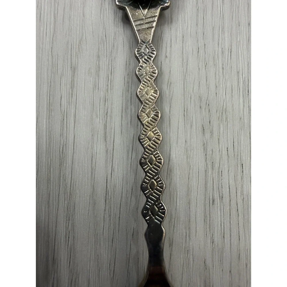 Australia Kangaroo Souvenir Spoon Crushed Opal Inlay Silver Tone VTG